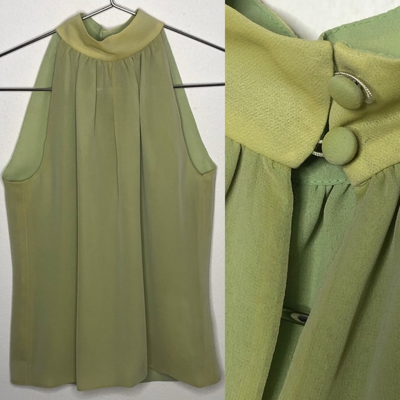 Drama Tops - 🔥2/$20 Halter Neck Lime Green Lined EUC Top